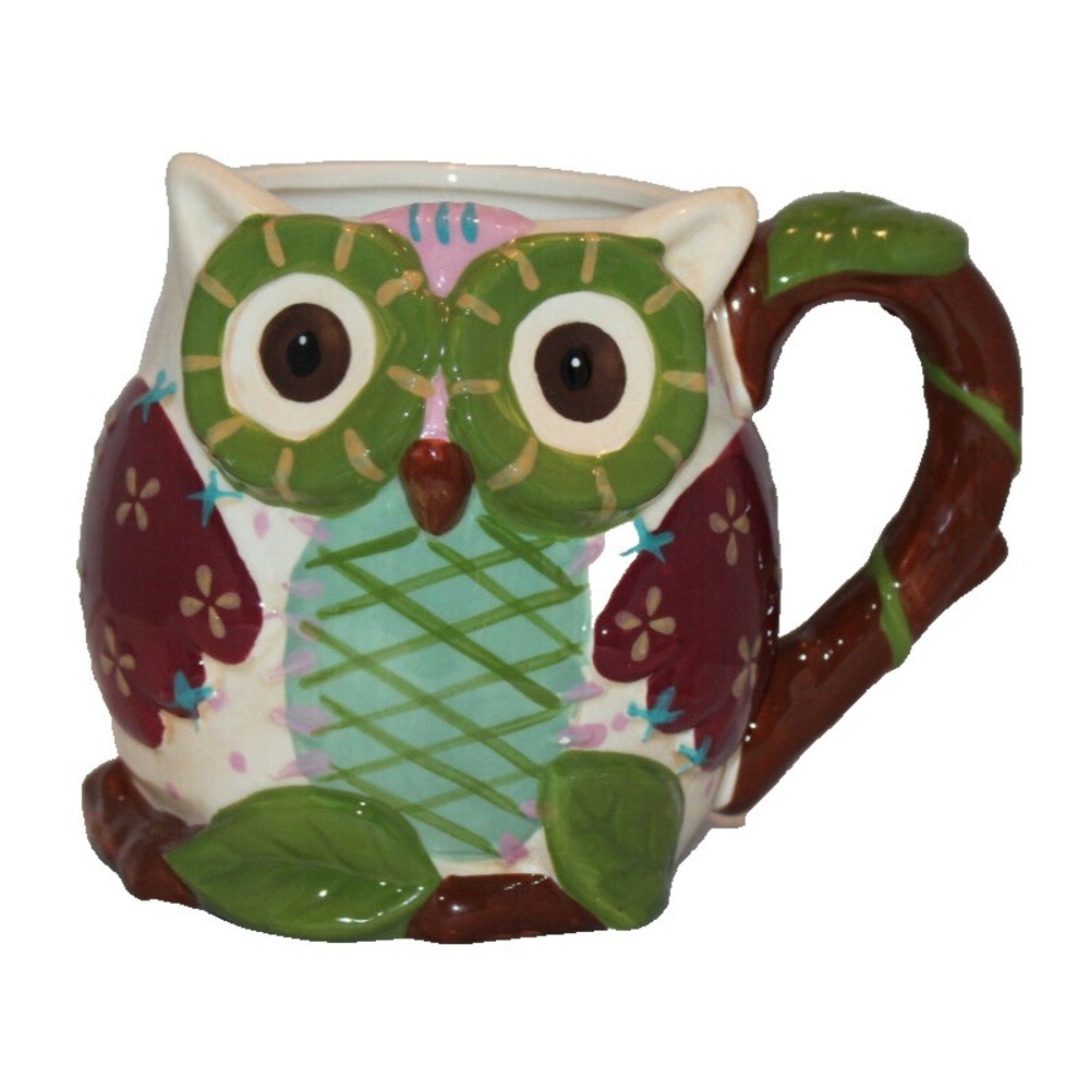 Pier 1 Imports Ollie the Owl coffee mug hand painted Dolomite‎
